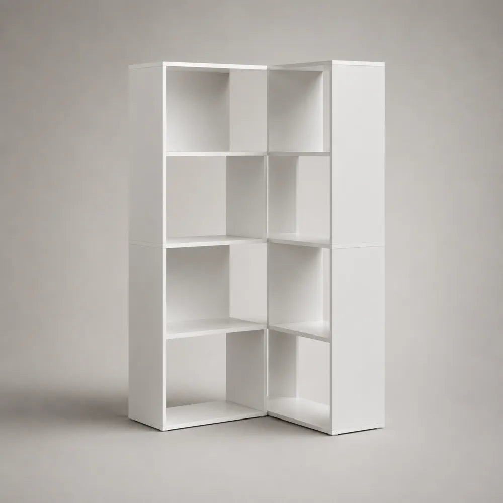 Libreria 80x80x180 cm in pannelli truciolari e MDF effetto bianco struttura modulare angolare a cubi aperti