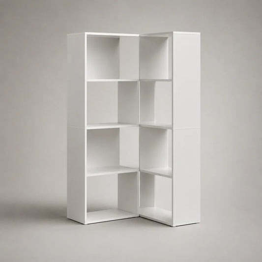 Libreria 80x80x180 cm in pannelli truciolari e MDF effetto bianco struttura modulare angolare a cubi aperti
